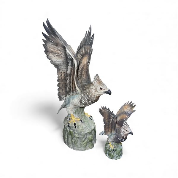 1973 Ski Country Full Size & Mini "Harpy Eagle" Porcelain Decanters - Empty