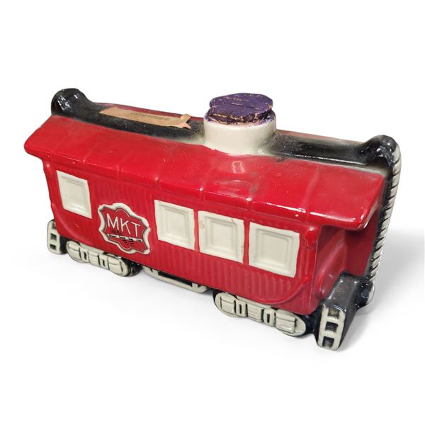 1973 Paul Lux O.R.B.  "MKT Lines Red Caboose"  China Whiskey Decanter - Empty
