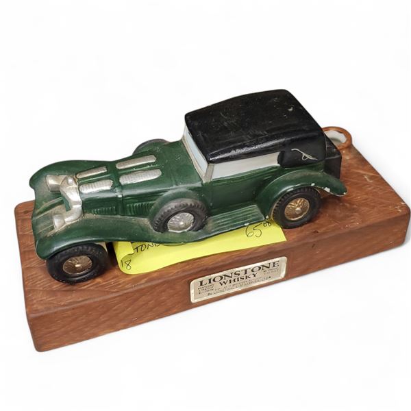 1978 Lionstone Whiskey "1928 Mercedes"  1/10 Pint Sculpted Porcelain Decanter - Empty - No Stopper