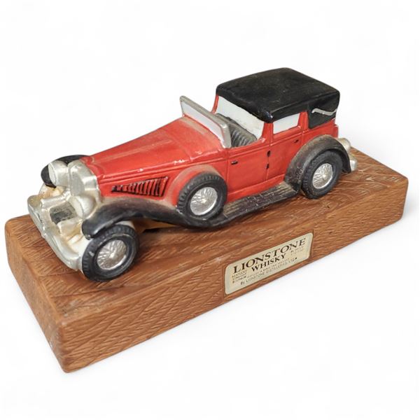 1978 Lionstone Whiskey "1930 Duesenberg"  1/10 Pint Sculpted Porcelain Decanter - Empty - No Stopper