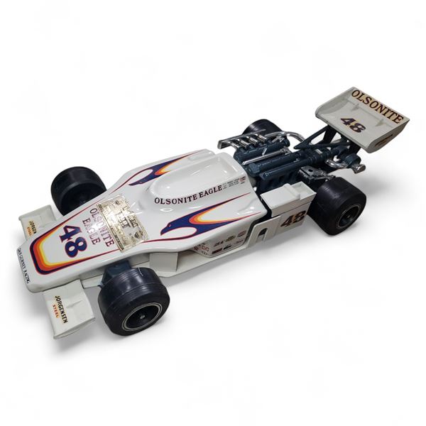 Rare Jim Beam "1975 Bobby Unser's Olsonite Pace Car #48 - White/Blue" China Decanter with Box - Empt