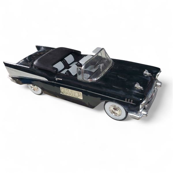 1980 Jim Beam "1957 Chevy Bel Air Convertible" China Decanter - Full - Need some glue l