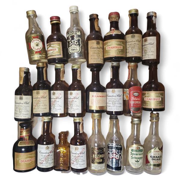 20+ Vintage Glass Mini Liquor Bottles - Some still have their contents