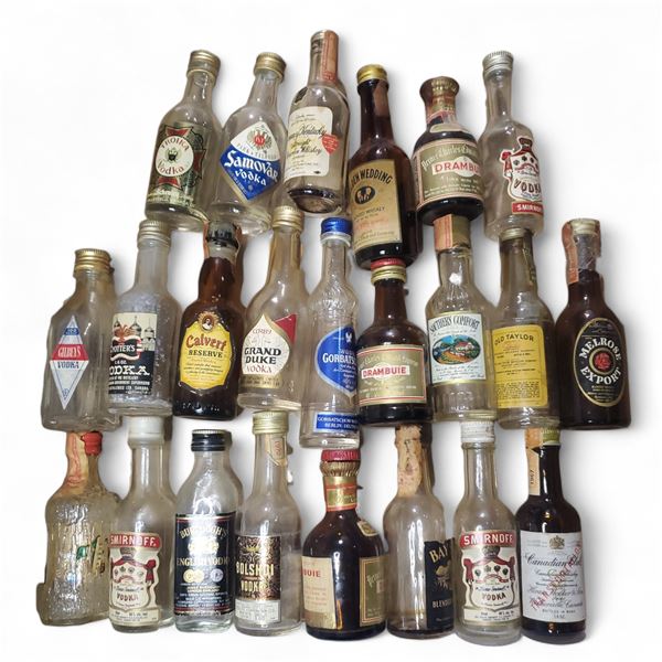 20+ Vintage Glass Mini Liquor Bottles - Majority are empty