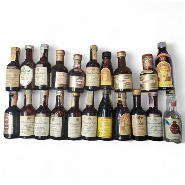20+ Vintage Glass Mini Liquor Bottles - Majority are sealed