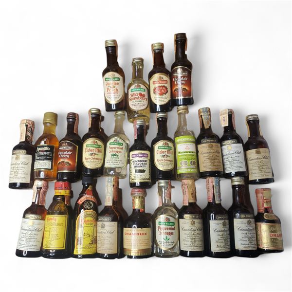 20+ Vintage Glass Mini Liquor Bottles - Majority are sealed