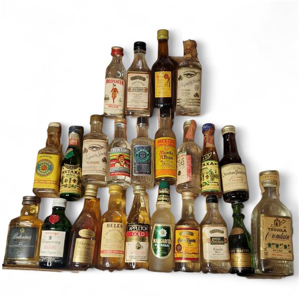 20+ Vintage Glass Mini Liquor Bottles - Majority are sealed - some evaporation