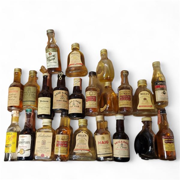 20+ Vintage Glass Mini Liquor Bottles - Majority are sealed - some evaporation