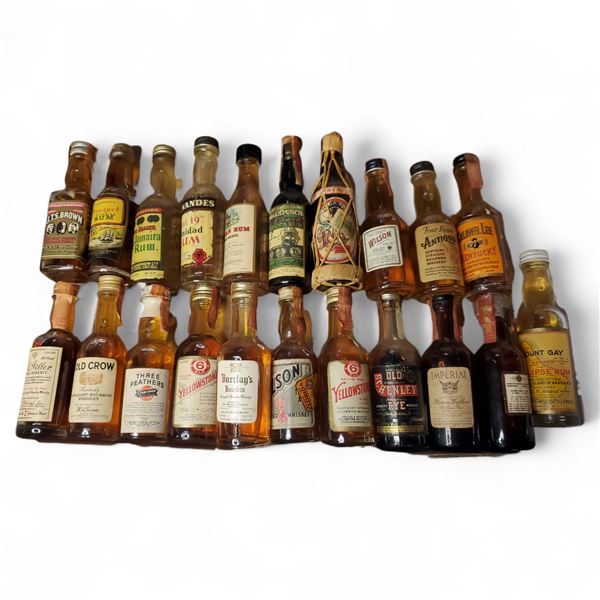 20+ Vintage Glass Mini Liquor Bottles - Majority are sealed - some evaporation