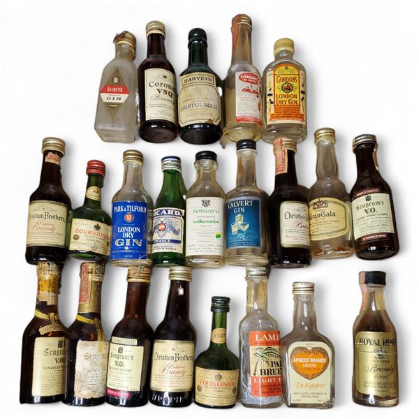 20+ Vintage Glass Mini Liquor Bottles - Majority are empty