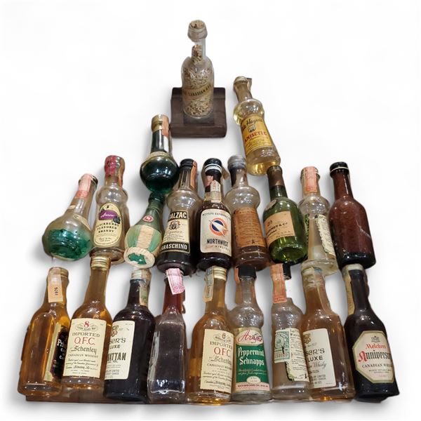 20+ Vintage Glass Mini Liquor Bottles - Majority are sealed - some evaporation