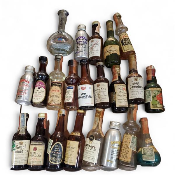 20+ Vintage Glass Mini Liquor Bottles - Majority are sealed - some evaporation