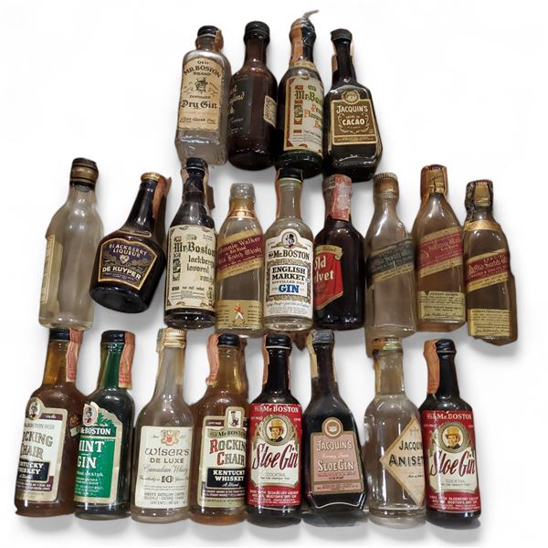 20+ Vintage Glass Mini Liquor Bottles - Majority are sealed - some evaporation