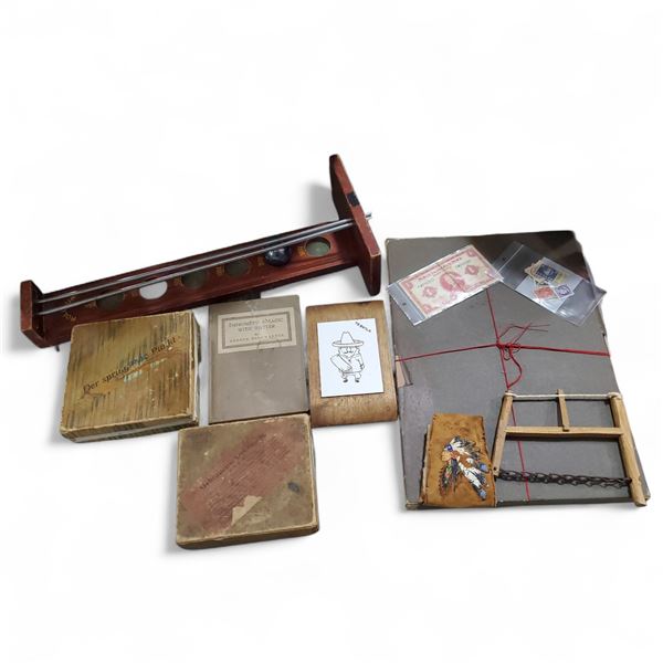 Assorted Vintage Magic Book & Games Items, Impromptu Magic with Patter, Peg Solitaire, Wooden Target