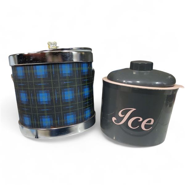 2 Mid Century Ice Buckets, H5" and 6.5"