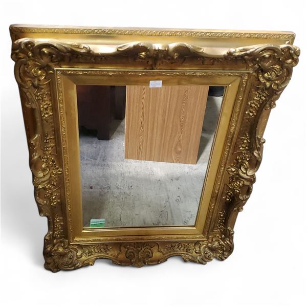Rococo-Style Gold Framed Wall Mirror, 32.5" x 26.5"
