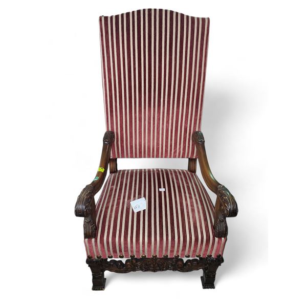 Vintage French Style Plush Wooden Armchair