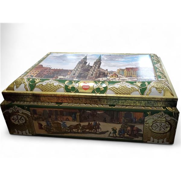 Large Vintage 1989 E. Otto Schmidt Tin Box (The Cathedral), 8500 Nuremberg - 11" x 16" - Made in W.