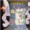 Image 3 : Large Chinese Porcelain Famille Rose Vase with Phoenix Handles, Approx. H22" x 11"