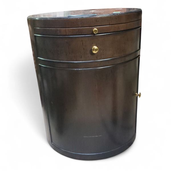 Cylinder Lamp Table with Drawer and Cabinet Storage, H25" x Dia. 20"