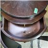 Image 2 : Cylinder Lamp Table with Drawer and Cabinet Storage, H25" x Dia. 20"