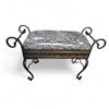 Image 2 : Zebra Print Bench and Wood Glass-top Side TAble, Approx. H28" x 11.5" / H21" x 32" x 12"