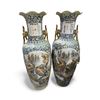 Image 1 : Huge Pair of Chinese Porcelain Vases with Floral and Landscape Motifs - Approx. Tall 62" Each