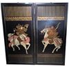 Image 1 : Pair of Asian Panels on Wood - Warriors on Horseback