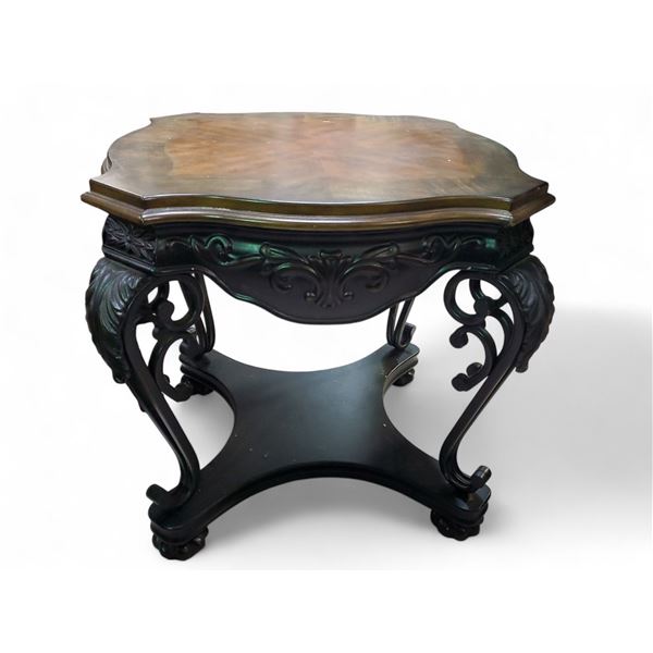 Chinese Solid Wood Side Table with Shaped Top - Approx. H25" x 25" x 25"