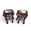 Image 1 : Pair of Chinese Round Hardwood Marble-Top Stands - Approx. H20" x Dia. 16" Each