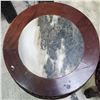 Image 4 : Pair of Chinese Round Hardwood Marble-Top Stands - Approx. H20" x Dia. 16" Each