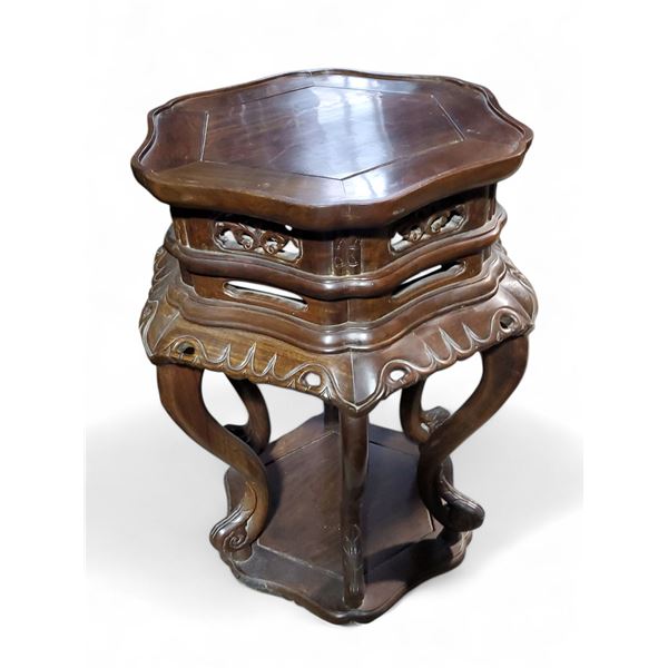 Chinese Hardwood Octagonal Side Table - Approx. H29" x W20" x D20"