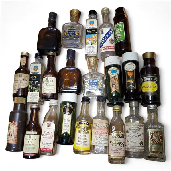 22 Vintage Glass Mini Liquor Bottles - Empty