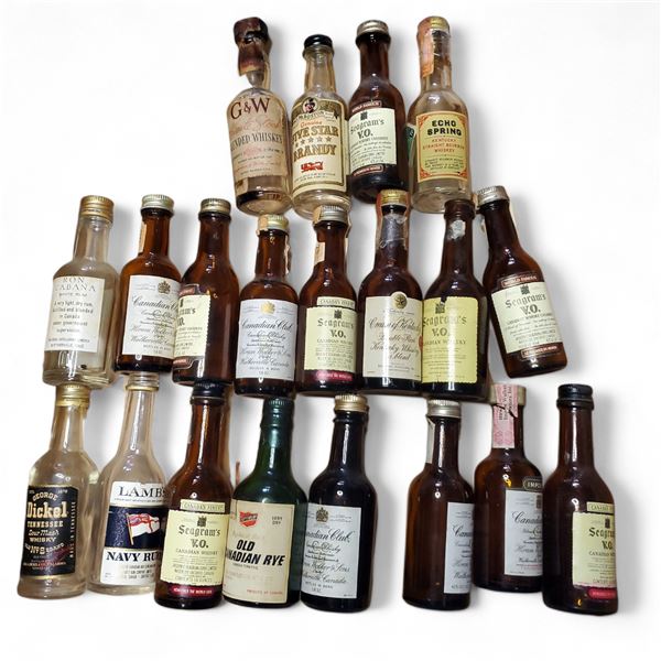 20 Vintage Glass Mini Liquor Bottles - Empty