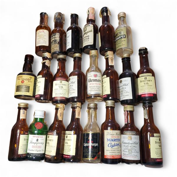 22 Vintage Glass Mini Liquor Bottles - Empty