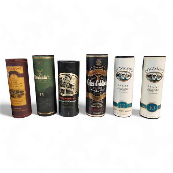 6 Mixed Scotch Whisky - 2 Pcs Glenfiddich, Glenmorangie, 2 Pcs Bowmore Islay, Bunnahabhain