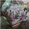 Image 5 : Chinese Famille Rose Porcelain Square Vase - Ladies in Garden Scene, H 12.5"