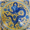 Image 2 : Chinese Yellow and Blue Dragon Charger, H4" x Dia. 10"