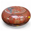 Image 1 : Chinese Red Lacquer Box with Dragon Motif, Dia 12"