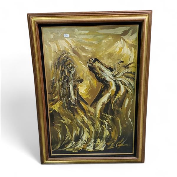 Abstract Expressionist-Style Horse Painting on Canvas by E. Gibbon, H43" x 30.5"