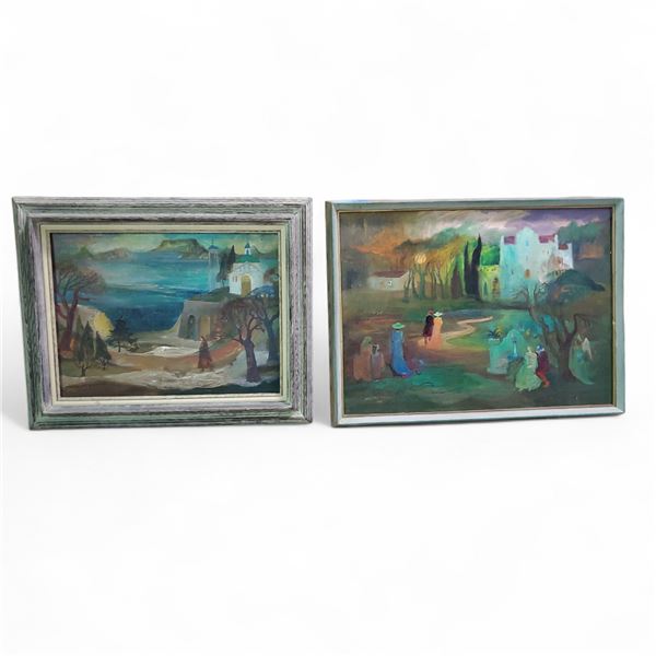 2 Expressionist Landscape Oil Paintings on Canvas, 1976 & 1992