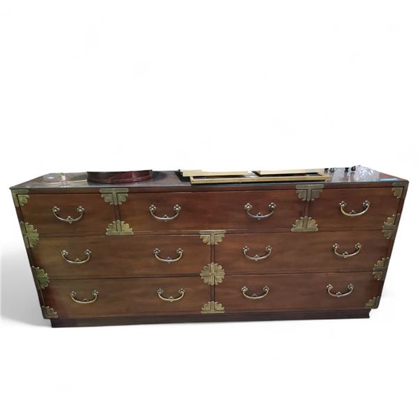 Vintage Campaign-Style Triple Dresser, H30.5" x 72" x 19"