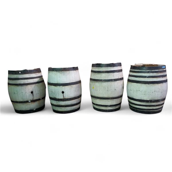 Group of 4 Oak Wine Barrels, Approx. H34" x 24" Each - As Is
