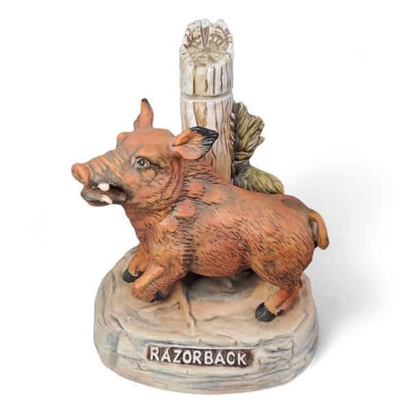Large 1979 Wil Bro Inc. "Razorback" Decanter - Aprox 9" - Some contents