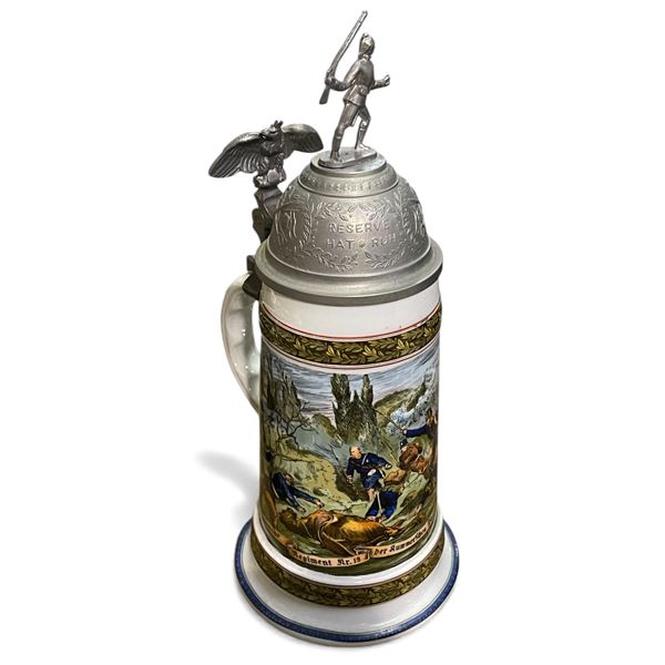 Vintage House of Goebel German Military Stein Pewter Eagle/Soldier