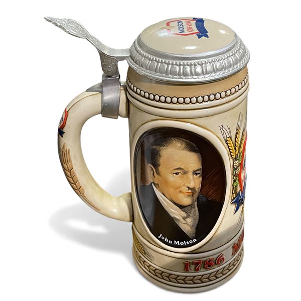 Vintage Molson Beer Stein: 1786-1986 200th Anniversary Lidded Mug