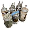 Image 1 : Group of 6 German Lidded Beer Steins - Various Designs