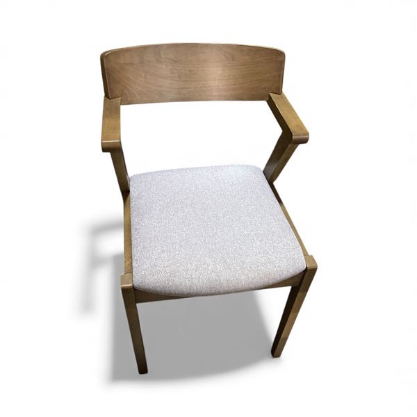 Modern Wood Dining Chair - Light Gray Upholstered Seat (New - Display)