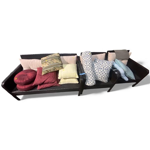 Patiojoy 4-Person Wicker Outdoor Patio Conversation Set - Loveseat: H29  x W48  x D23 , Chairs: H29 