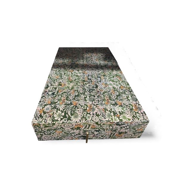 NACH Rectangular Coffee Table - Green Floral and Tiger Pattern - Approx. H15.5  x 49  x 27.5 